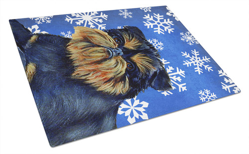 Caroline's Treasures LH9298LCB Brussels Griffon Winter Snowflakes Holiday Glass Cutting Board Large, 12H x 16W, multicolor