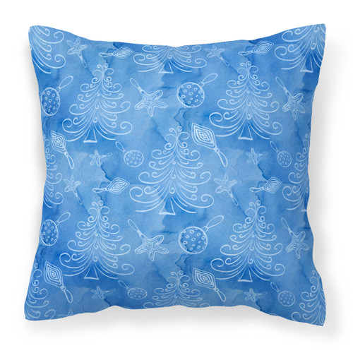 Watercolor Christmas Trees and Ornaments Fabric Decorative Pillow BB7577PW1818