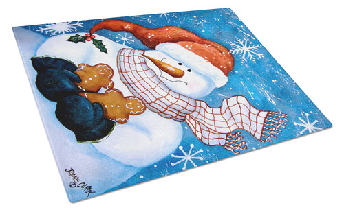 Gingerbread and Snowflake Snowman Glass Cutting Board Large PJC1012LCB