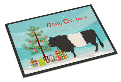 Belted Galloway Cow Christmas Door Mat, Indoor Rug or Outdoor Welcome Mat 24x36 Doormat BB9198JMAT