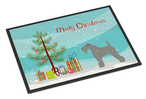 Caroline's Treasures BB2910MAT Kerry Blue Terrier Merry Christmas Tree Indoor or Outdoor Mat 18x27 , 18H X 27W, multicolor