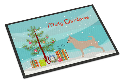 Chihuahua Merry Christmas Tree Door Mat, Indoor Rug or Outdoor Welcome Mat 24x36 Doormat BB2968JMAT