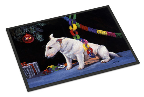 Caroline's Treasures FMF0012JMAT Bull Terrier under the Christmas Tree Indoor or Outdoor Mat 24x36 , 24H X 36W, multicolor