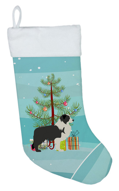 Black Border Collie Merry Christmas Tree Christmas Stocking BB2941CS