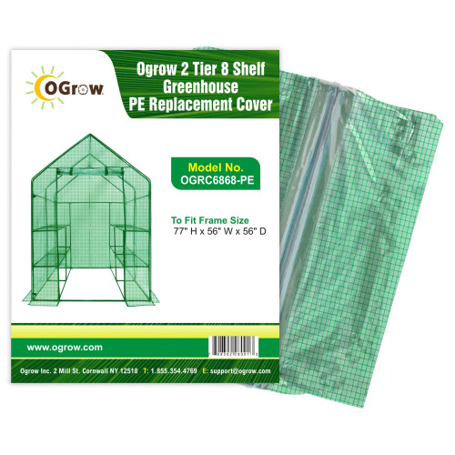 77" Green Eight Tier Outdoor Greenhouse PE Replacement Cover