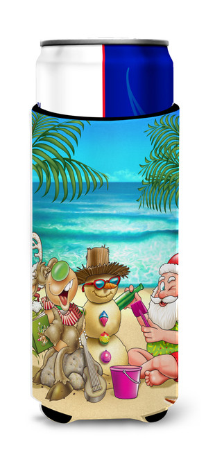Beach Christmas Santa Claus and Sandman Ultra Beverage Insulators for slim cans APH5148MUK