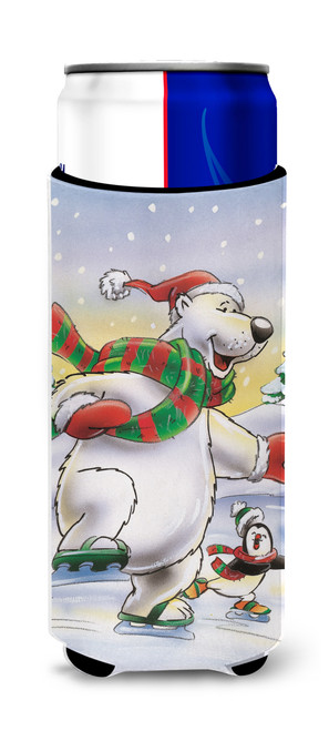 Holiday Polar Bears Ice Skating Ultra Beverage Insulators for slim cans AAH7270MUK