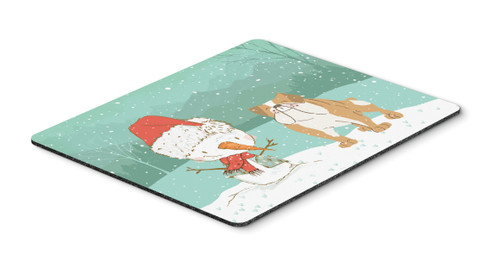 English Bulldog Snowman Christmas Mouse Pad, Hot Pad or Trivet CK2053MP