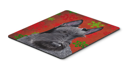 Scottish Terrier Red Green Snowflakes Christmas Mouse Pad, Hot Pad or Trivet