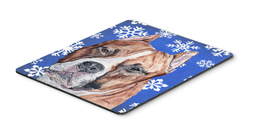 Staffordshire Bull Terrier Staffie Winter Snowflakes Mouse Pad, Hot Pad or Trivet SC9776MP