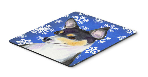 Chihuahua Winter Snowflakes Holiday Mouse Pad, Hot Pad or Trivet