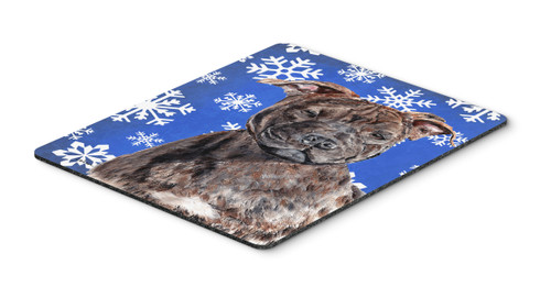 Staffordshire Bull Terrier Staffie Winter Snowflakes Mouse Pad, Hot Pad or Trivet SC9777MP
