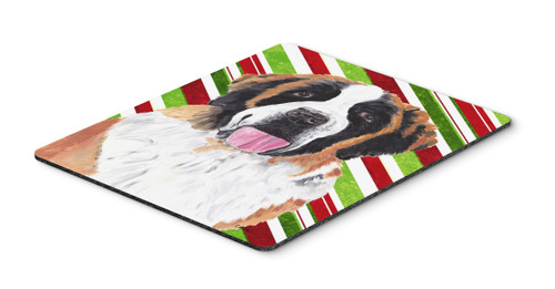 Saint Bernard Candy Cane Holiday Christmas Mouse Pad, Hot Pad or Trivet