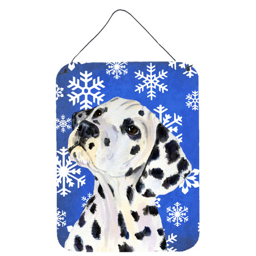 Caroline's Treasures SS4630DS1216 Dalmatian Winter Snowflakes Holiday Aluminium Metal Wall or Door Hanging Prints, 12x16, multicolor