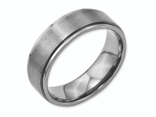 Chisel Titanium Ridged Edge 7mm Brushed and Polished Wedding Band TB197 - TB197K135