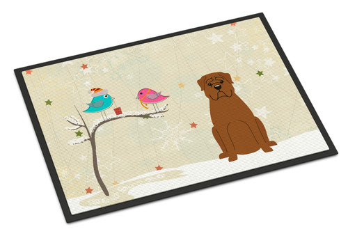 Caroline's Treasures BB2545JMAT Christmas Presents between Friends Dogue de Bourdeaux Indoor or Outdoor Mat 24x36 , 24H X 36W, multicolor