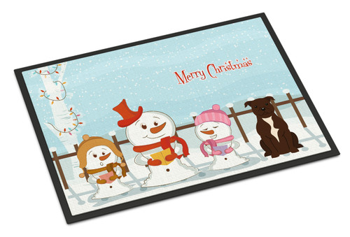 Caroline's Treasures BB2379MAT Merry Christmas Carolers Staffordshire Bull Terrier Chocolate Indoor or Outdoor Mat 18x27 , 18H X 27W, multicolor