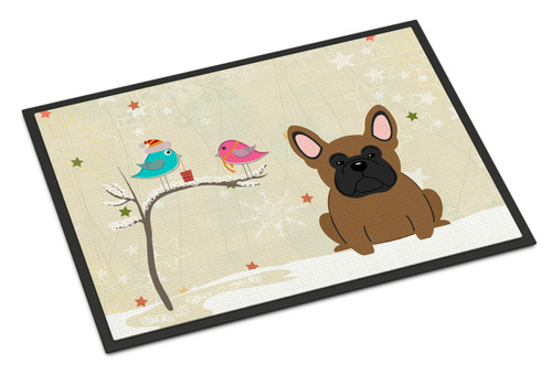Caroline's Treasures BB2485MAT Christmas Presents between Friends French Bulldog Brown Indoor or Outdoor Mat 18x27 , 18H X 27W, multicolor