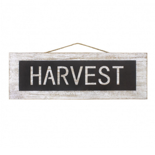 24" White Wood and Metal Harvest Sign