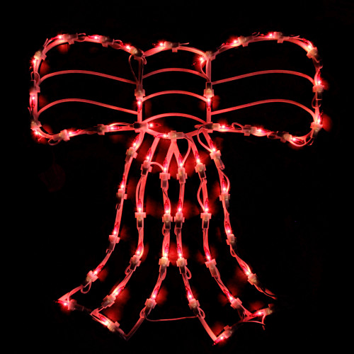 Lighted Bow Window Silhouette Christmas Decoration - 14" - Red Lights