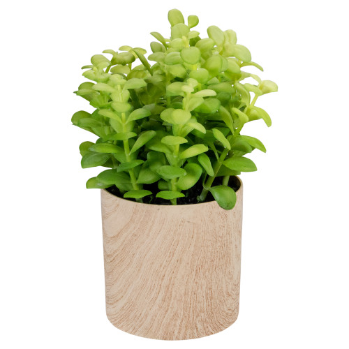 10" Green Artificial Privet Plant in Faux Wood Pot
