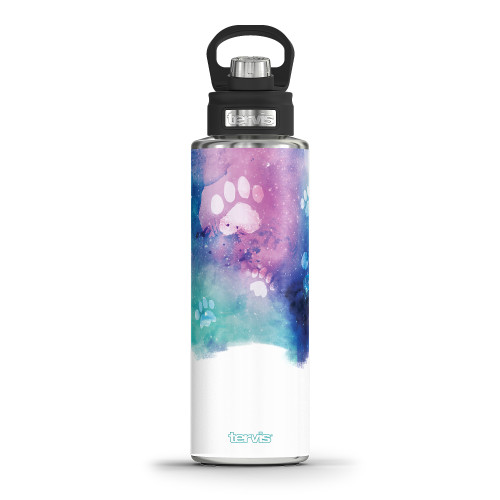 13.25" Purple and Blue Tervis Paw Prints Wide Mouth Bottle - 40 Oz