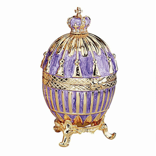 3.5" Purple and Gold Royal Tassel Embellished Easter Egg