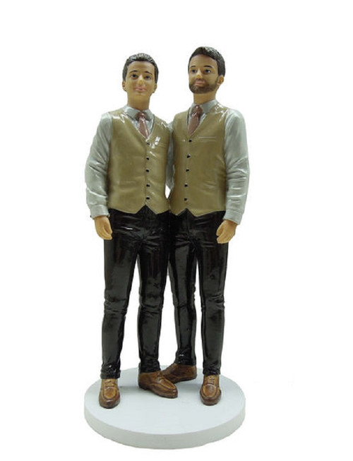 December Diamonds Soul Mates Groom in Vests Gay Wedding Cake Topper 5555204 New