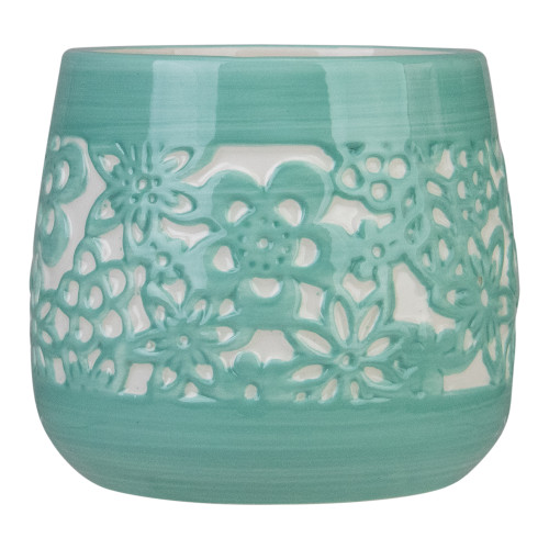 4.5" Light Green Ceramic Floral Planter