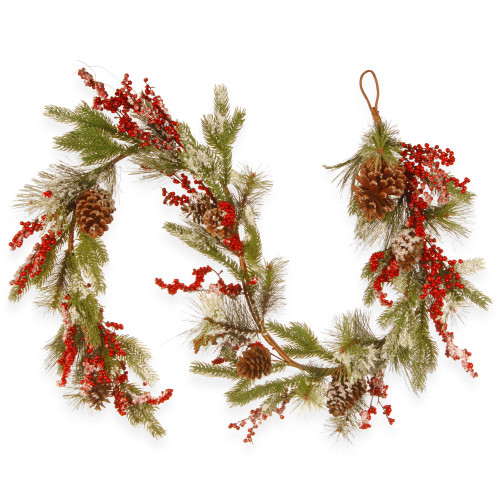 6' Green and Red Pine Cone Artificial Christmas Garland - Unlit