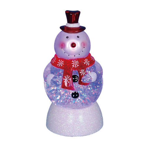 7.5" LED Lighted Color-Changing Snowman with Top Hap Snow Globe Christmas Figure