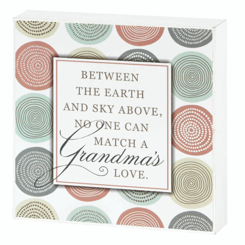 4.75" White and Red "Grandma's LOVE" Printed Square Tabletop Plaque - 34141813