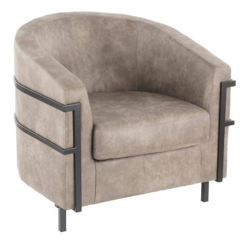 30.50" Black and Light Brown Cowboy Fabric Colby Industrial Tub Chair - 33842986