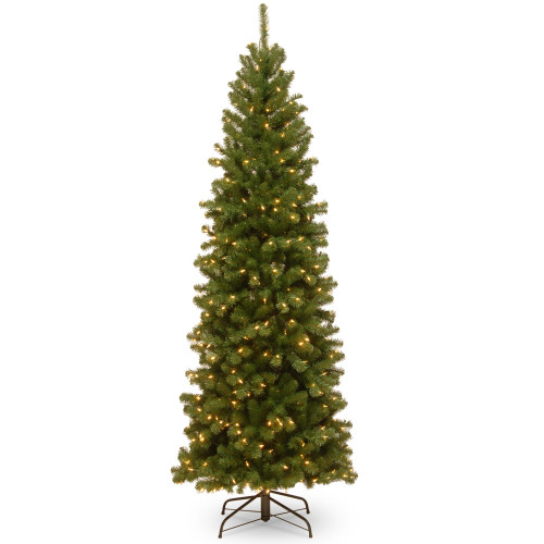 6.5’ Pre-lit Pencil North Valley Spruce Artificial Christmas Tree, Clear Lights