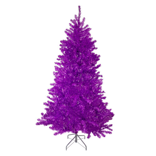 7' Metallic Purple Tinsel Artificial Christmas Tree - Unlit