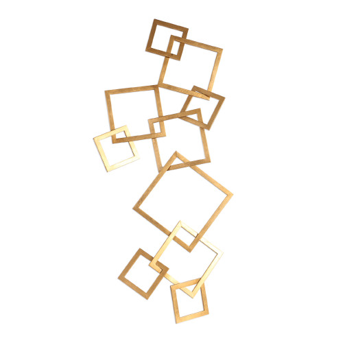 65” Gold Metal Geometric Hanging Wall Art