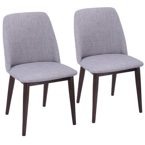 Set of 2 Light Gray Fabric Seat with Walnut Wood Stand 33"
