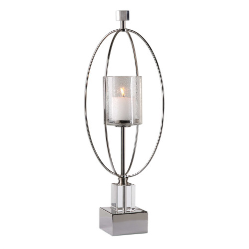 26” Tamra Polished Silver Candle Holder