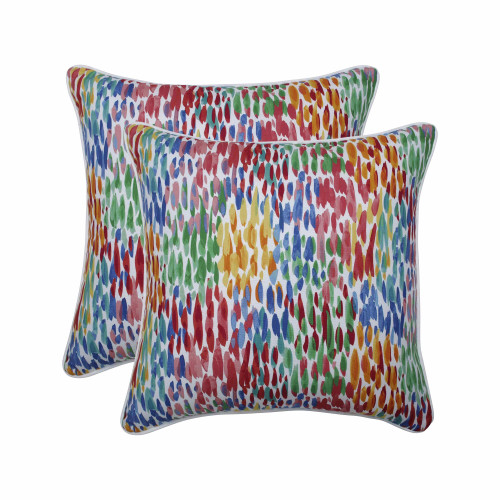 Set of 2 Vibrantly Colored Contemporary Pattern Square Throw Pillows 18.5"