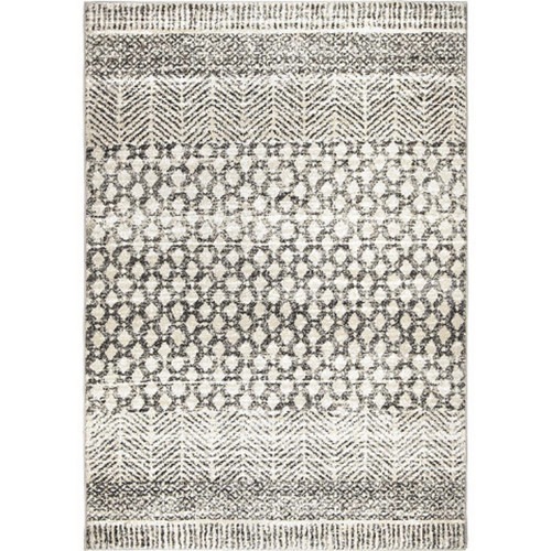 9' x 13' Gray and White Chevron and Moroccan Harlequin Area Throw Rug