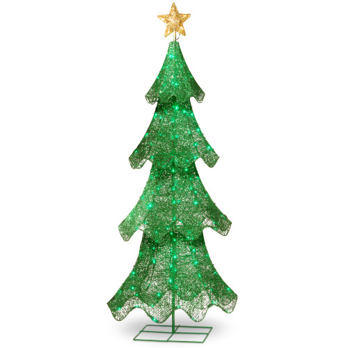 60" Pre- Lit Glittering Green Artificial Christmas Tree