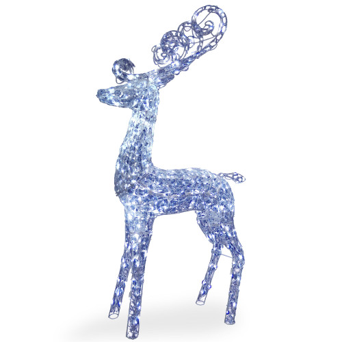 60" Blue Pre-Lit LED Standing Reindeer Christmas Outdoor Decoration - White Lights
