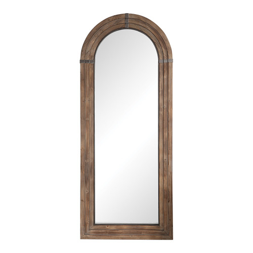 82” Brown Vasari Wooden Arch Wall Mirror