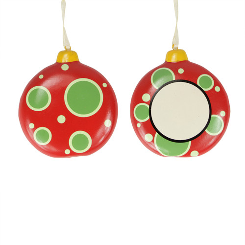 3.25" Red and Green Monogram Holiday Christmas Disk Ornaments