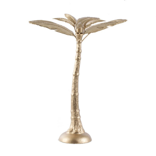 15.75" Gold Palm Tree Shape Iron Candle Holder