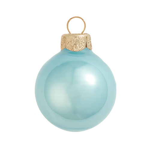 40ct Blue Pearl Finish Glass Christmas Ball Ornaments 1.5" (40mm)