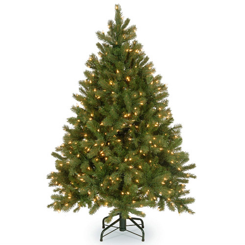 4.5’ Pre-Lit Full Downswept Douglas Fir Artificial Christmas Tree, Clear Lights