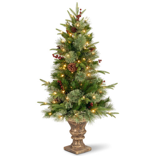 4' Pre-lit Potted Colonial Entrance Artificial Christmas Tree, Clear Lights