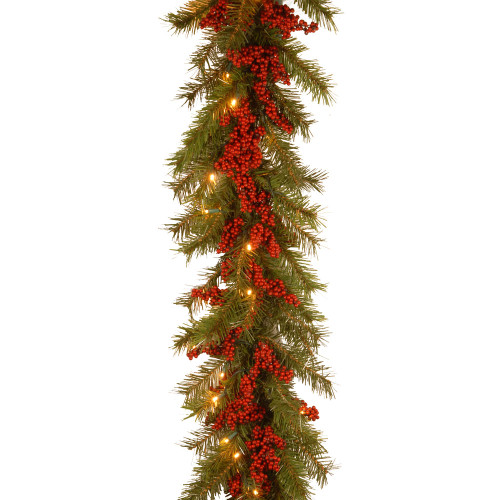 9' x 14" Pre-Lit B/O LED Valley Pine Artificial Christmas Garland – Warm White Lights