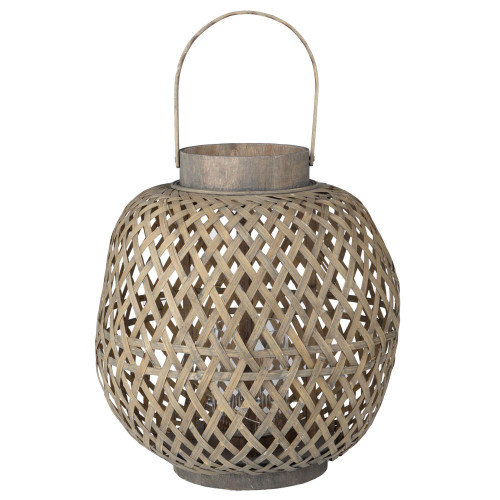 13.5" Brown Classic Vintage Oval Lattice Lantern